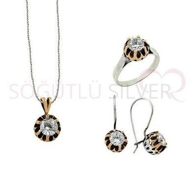 ZİRKON TAŞLI TEKTAŞ ÜÇLÜ SET set8441