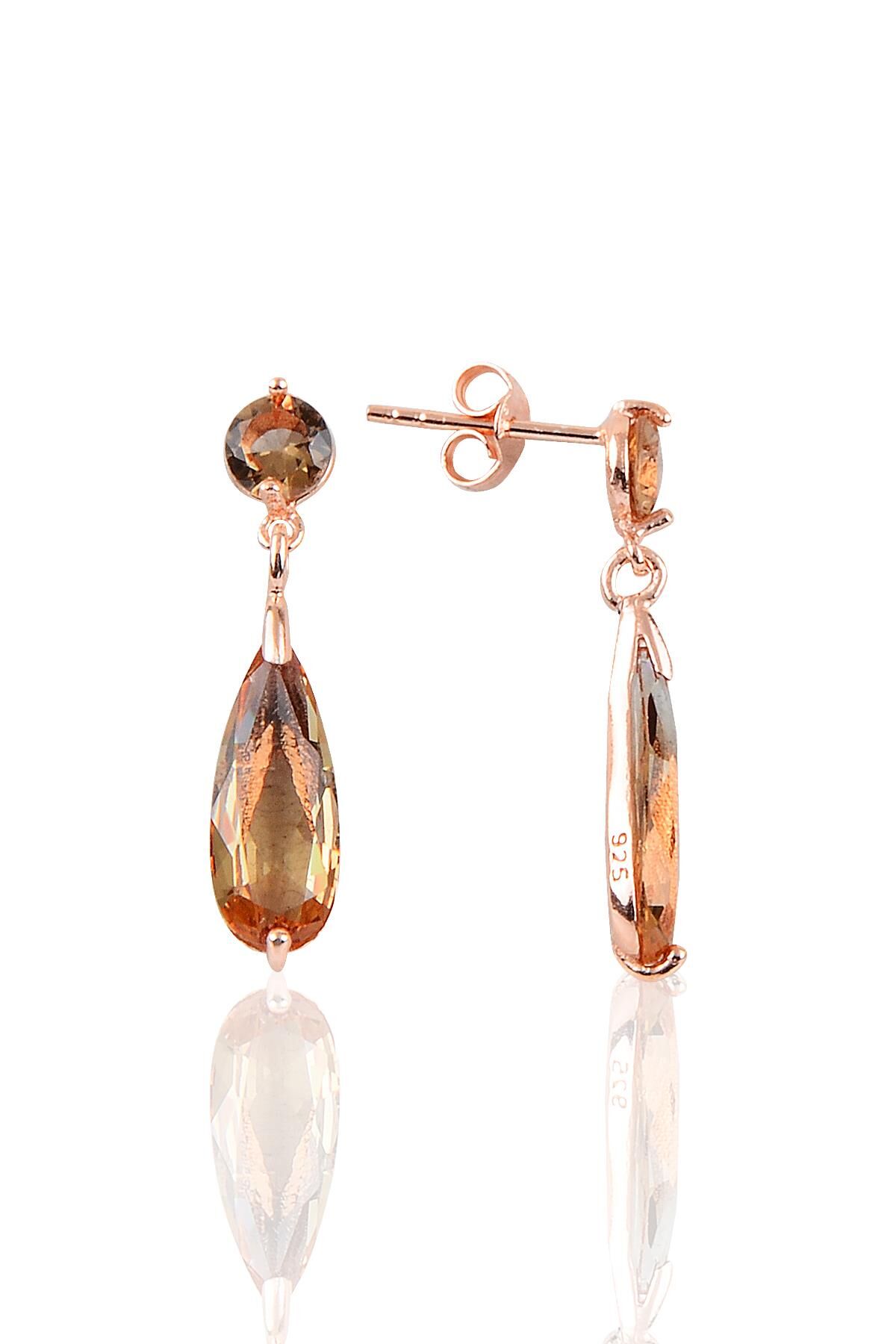 Gümüş rose zultanit (renk değiştiren)damla taşlı küpe SGTL10196ZTN