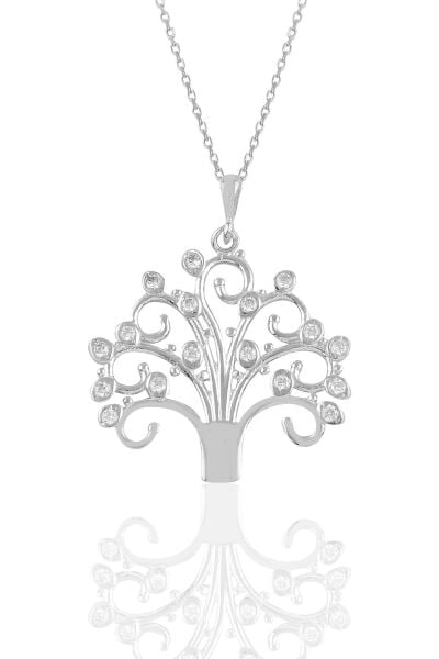 Gümüş rodyumlu  zirkon taşlı dilek ağacı kolye  SGTL10904RODAJ