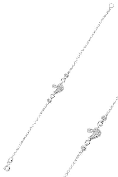 Gümüş  zirkon taşlı kuğu bileklik