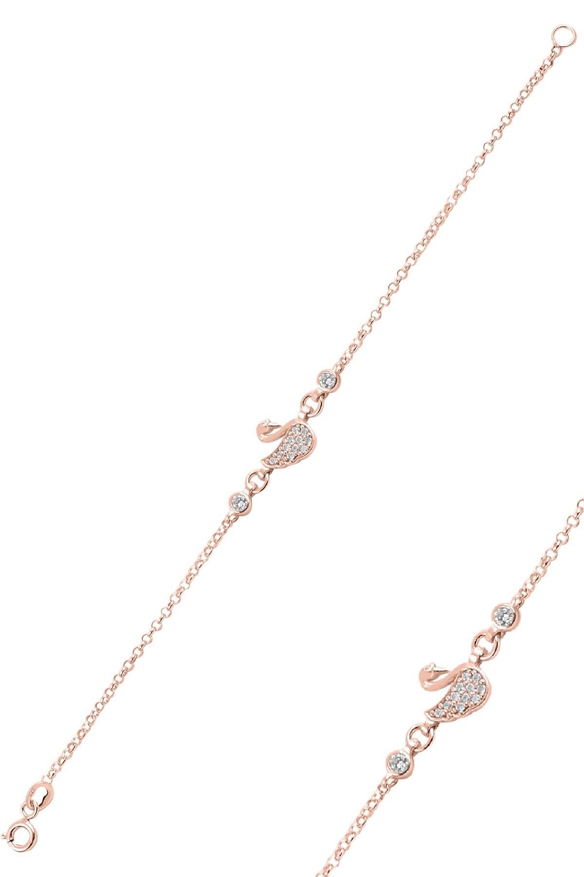 Gümüş  zirkon taşlı kuğu bileklik