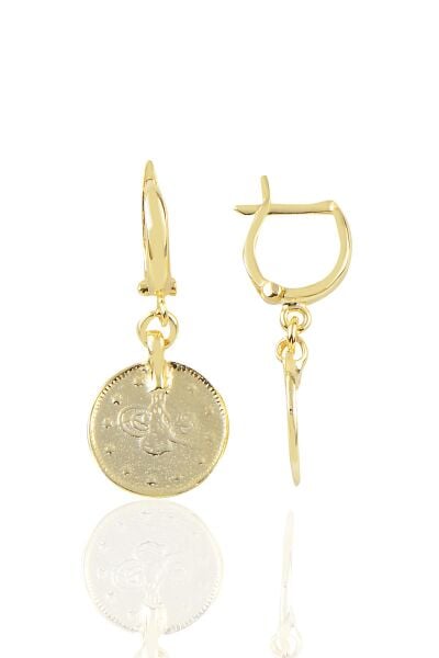 Gümüş altın modeli Osmanlı tuğralı küpe SGTL10200GOLD