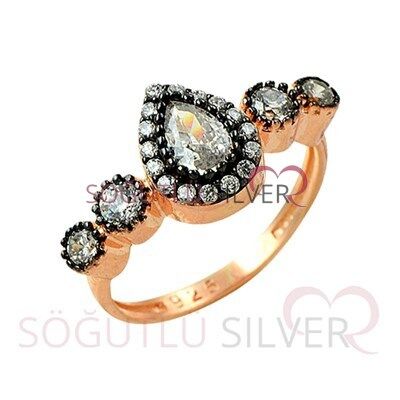 rose elmas montürlü tria damla modeli üçlü set set8433