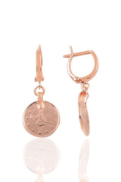 Gümüş rose Osmanlı tuğralı küpe SGTL10200ROS