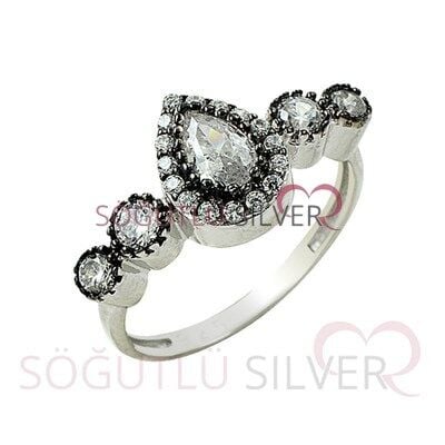 rodyumlu zirkon taşlı elmas montürlü tria damla modeli üçlü set set8432