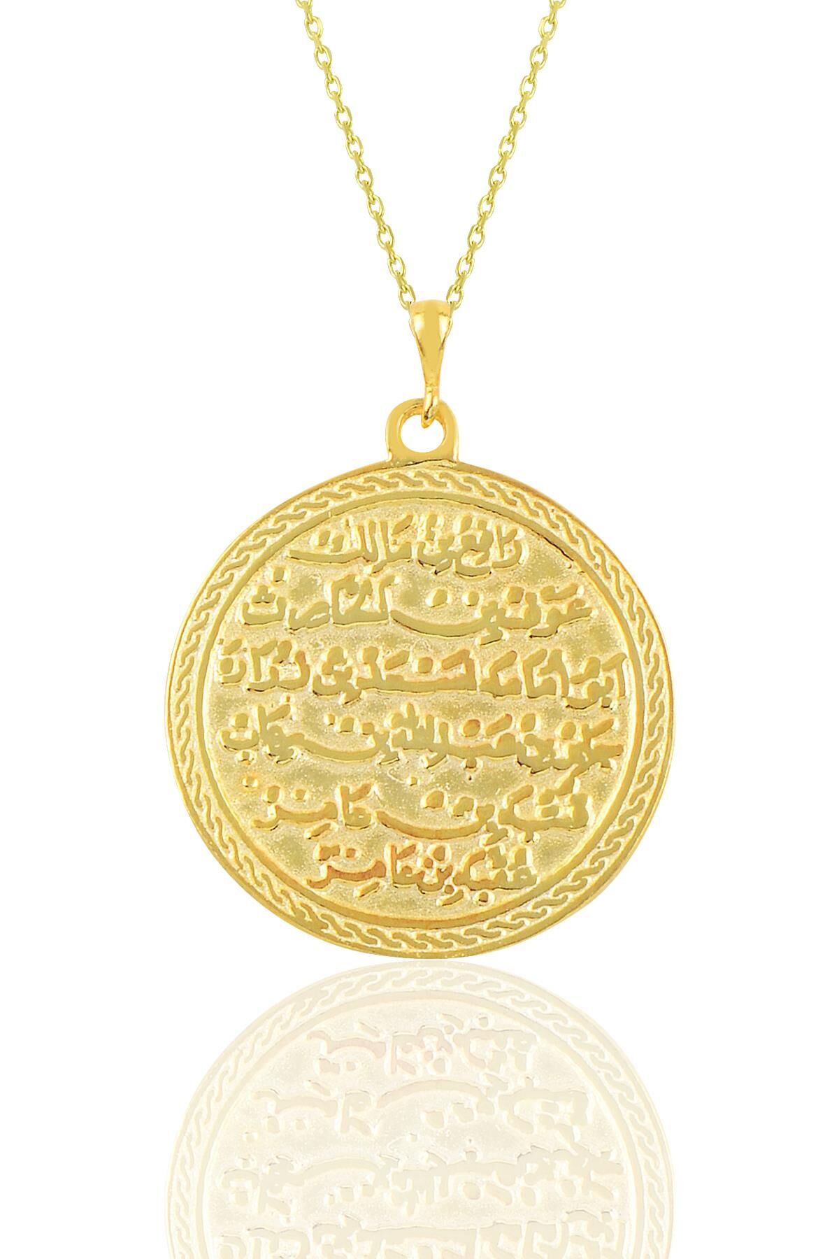 Gümüş altın yaldızlı kıtmir duası yazılı kolye  SGTL10907GOLD