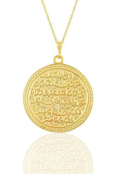 Gümüş altın yaldızlı kıtmir duası yazılı kolye  SGTL10907GOLD
