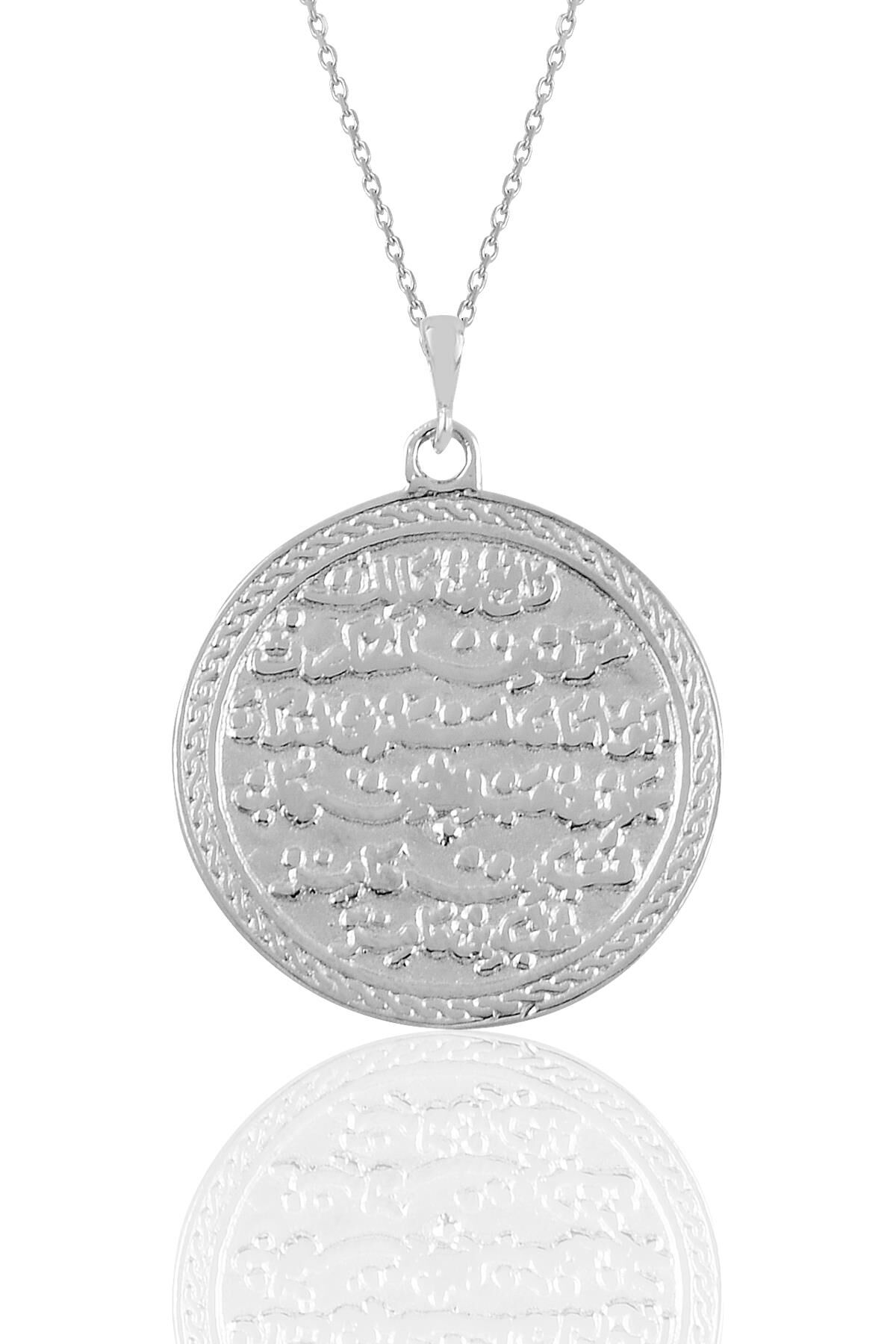 Gümüş rodyumlu kıtmir duası yazılı kolye SGTL10907RODAJ