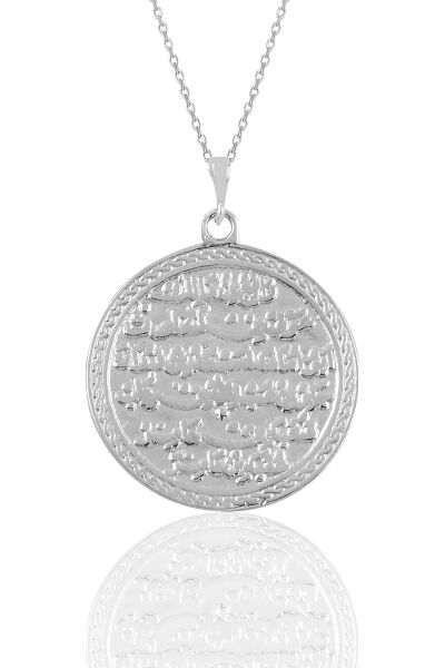 Gümüş rodyumlu kıtmir duası yazılı kolye SGTL10907RODAJ