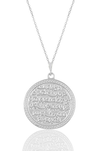 Gümüş rodyumlu kıtmir duası yazılı kolye SGTL10907RODAJ