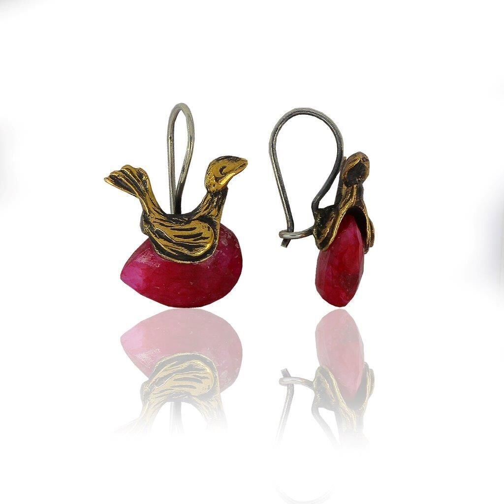 kök yakut taşlı ördek küpe SGTL5308