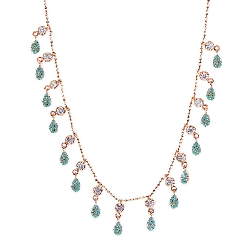 Turkuaz Zirkon Taşlı Damla Kolye SGTL7129