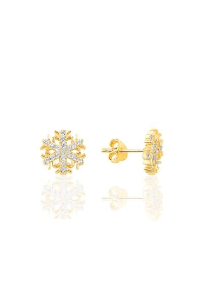 Gümüş altın yaldızlı new kar tanesi küpe SGTL10254GOLD