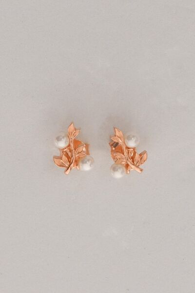 Gümüş rose incili sarmaşık küpe SGTL12842ROSE