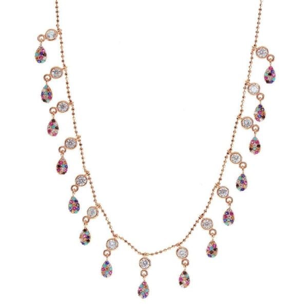 Renkli Taşlı Damla Kolye SGTL7130