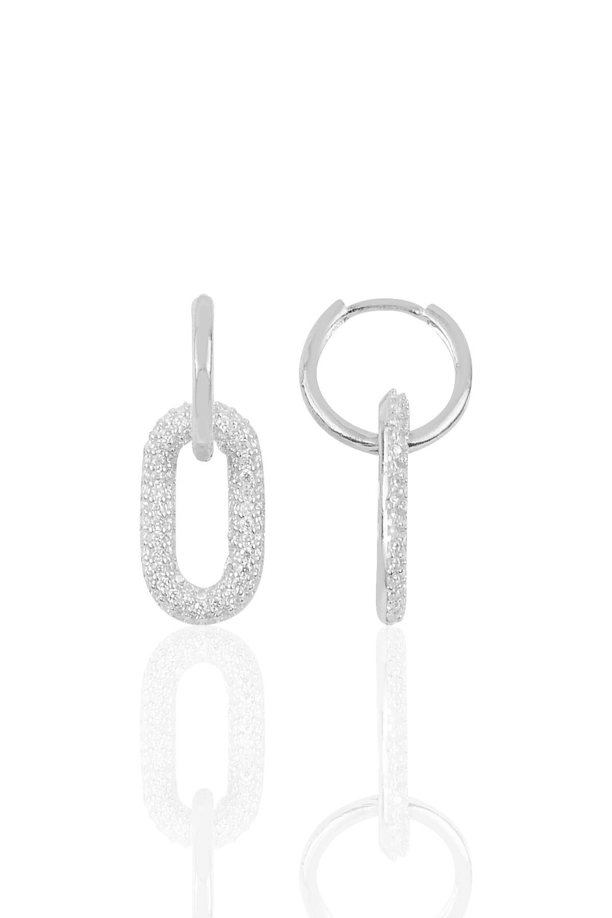 Gümüş rodyumlu zirkon taşlı handy küpe SGTL10273RODAJ