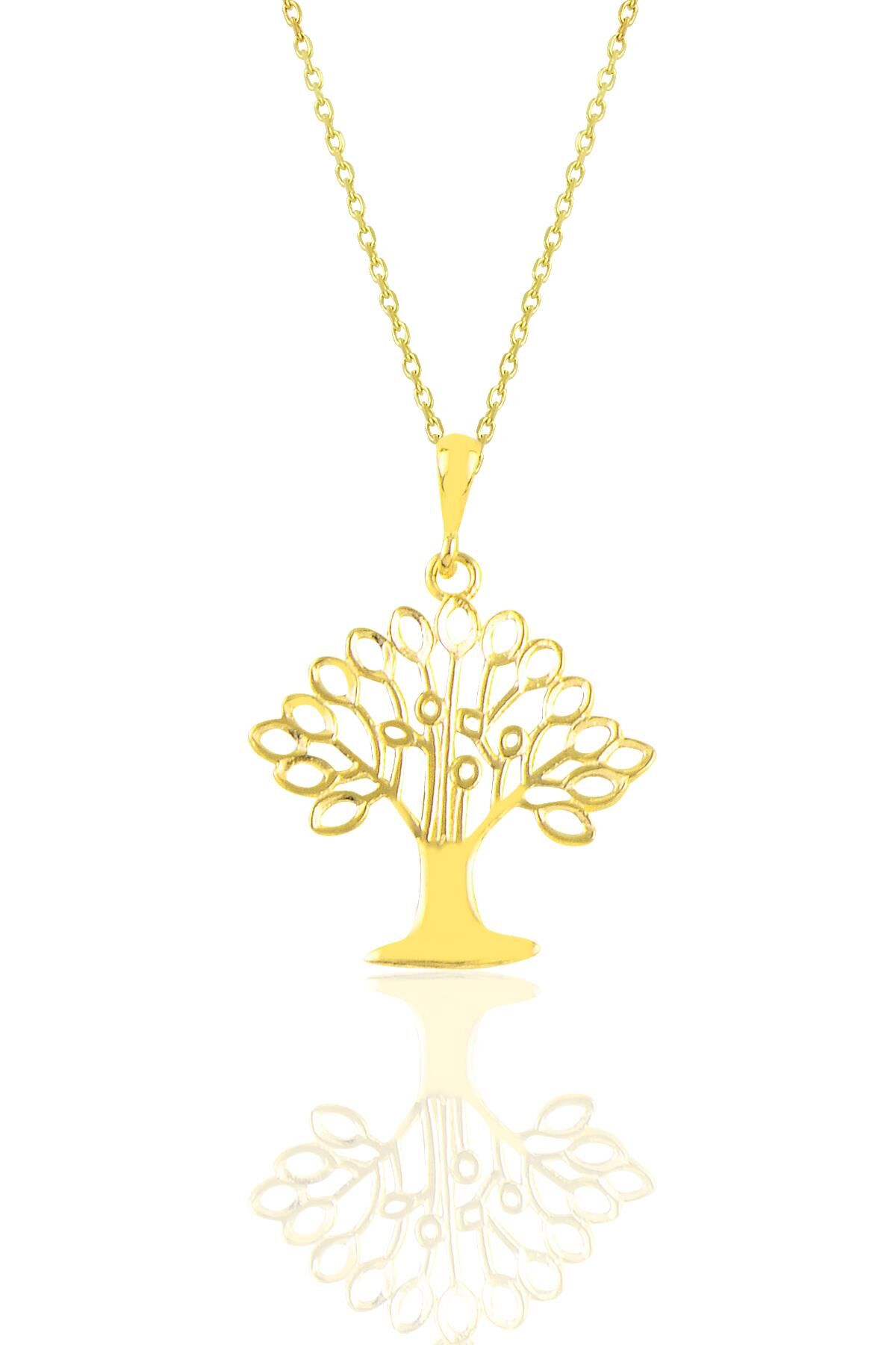 Gümüş altın yaldızlı ağaç kolye SGTL10911GOLD