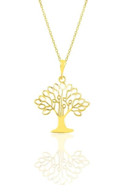 Gümüş altın yaldızlı ağaç kolye SGTL10911GOLD