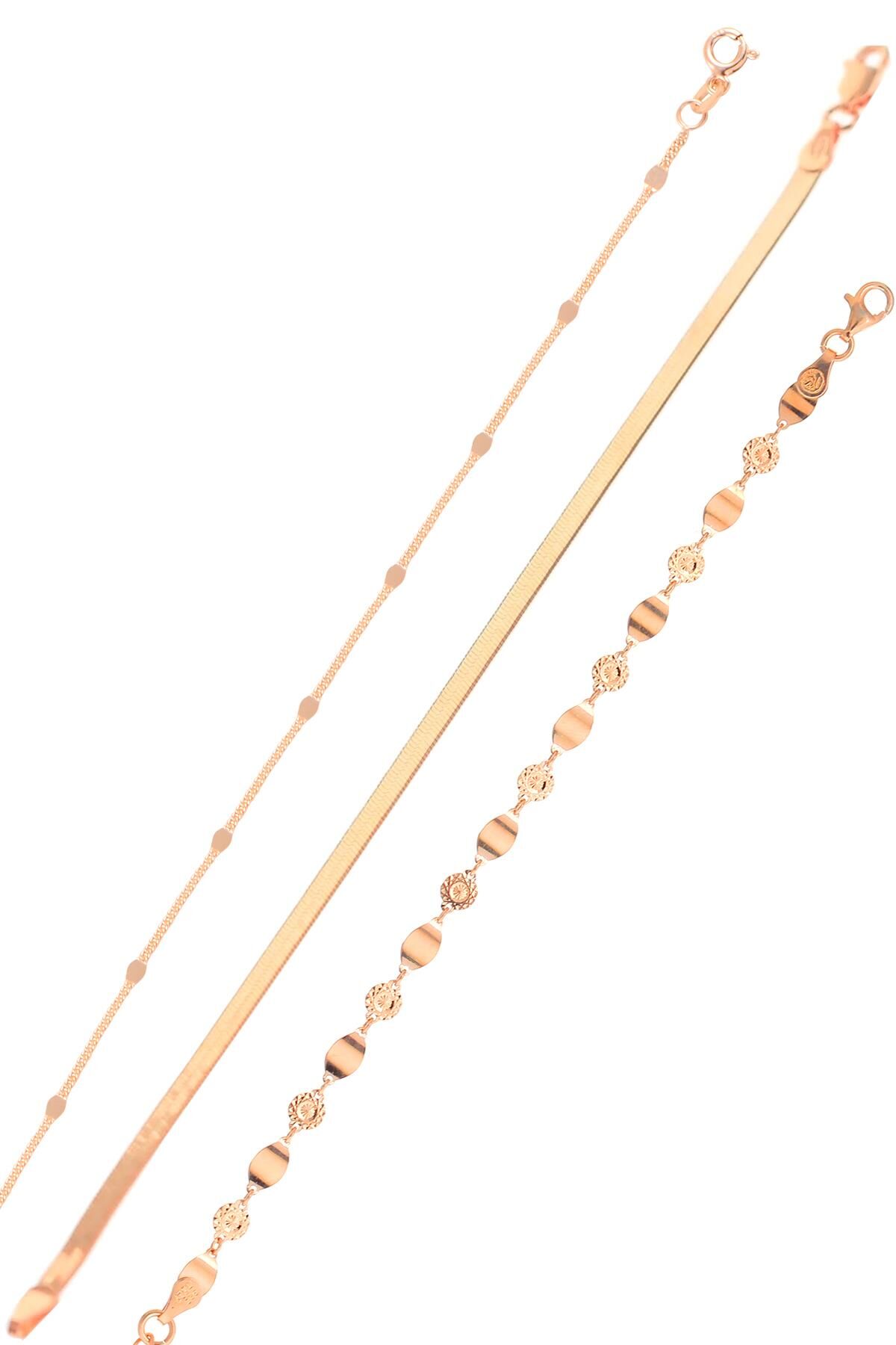 Gümüş rose pullu kombin bileklikler SGTL12187ROSE