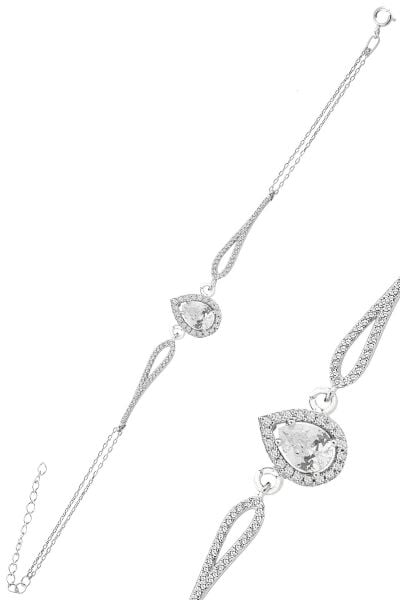 Gümüş rodyumlu,zirkon taşlı pırlanta modeli damla bileklik SGTL12219BEYAZ