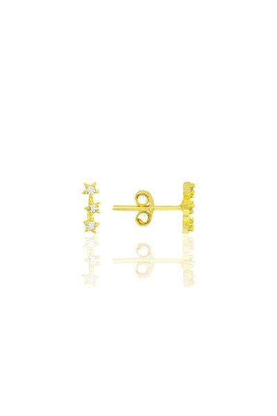 Gümüş altın yaldızlı zirkon taşlı kayan yıldızlar küpe SGTL12185GOLD