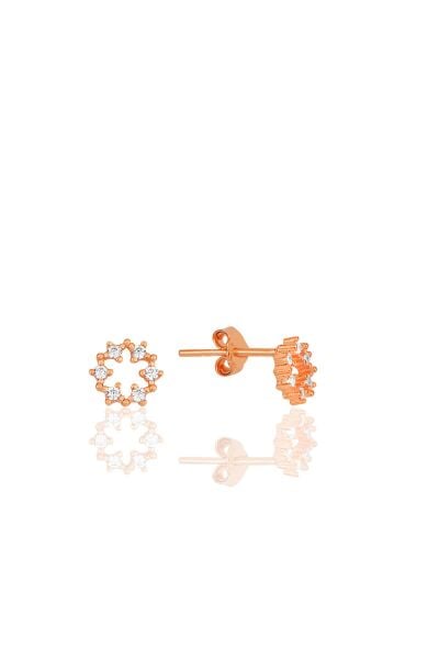 Gümüş rose zirkon taşlı kar tanesi küpe SGTL12184ROSE