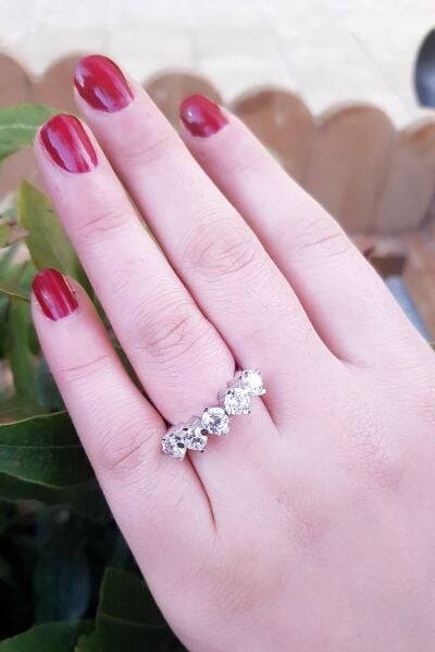 Gümüş Star kesim beş taşlı yüzük SGTL2852