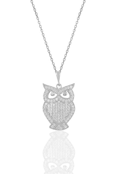 Gümüş rodyumlu zirkon taşlı baykuş kolye SGTL10919RODAJ
