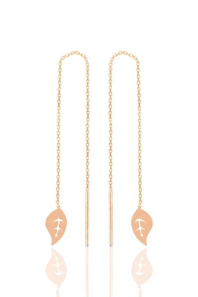 Gümüş rose yaprak modeli gümüş zincir küpe SGTL10684ROSE
