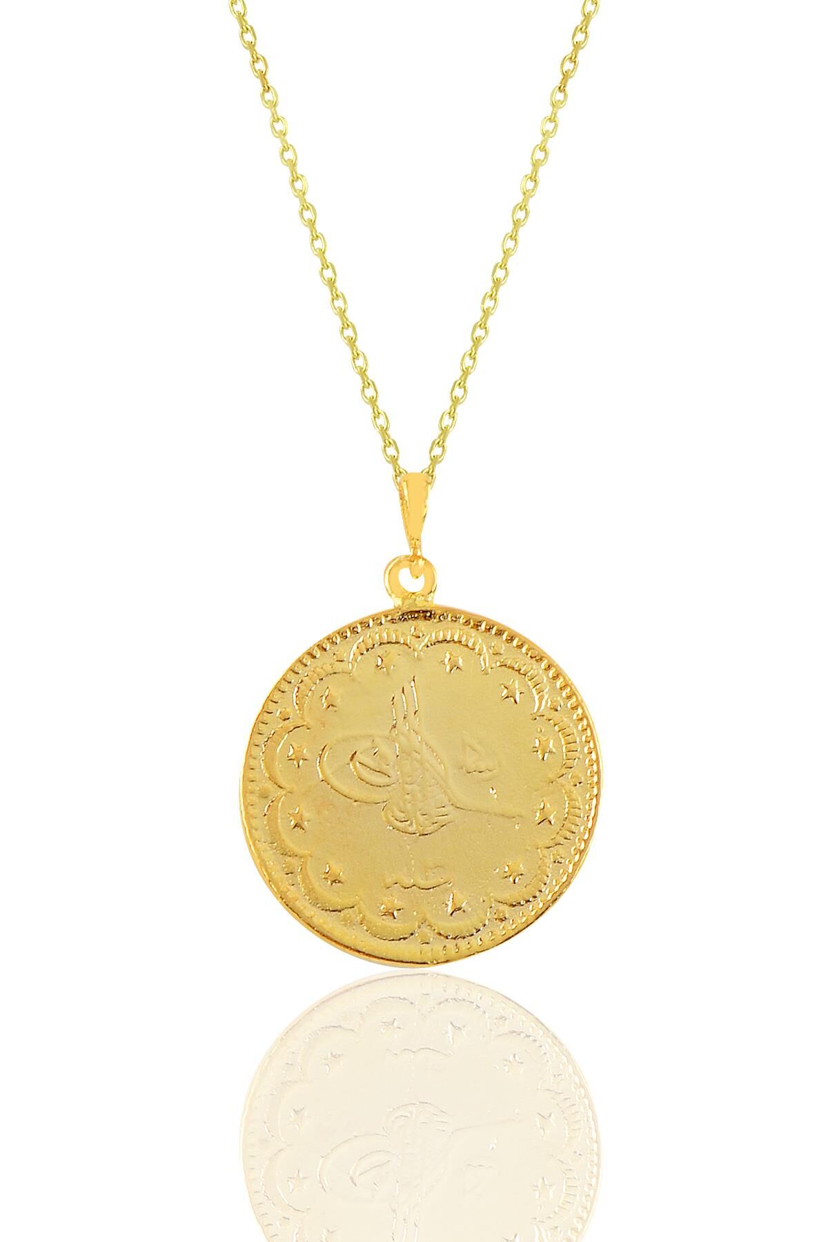 Gümüş altın yaldızlı Osmanlı tuğralı kolye  SGTL10921GOLD