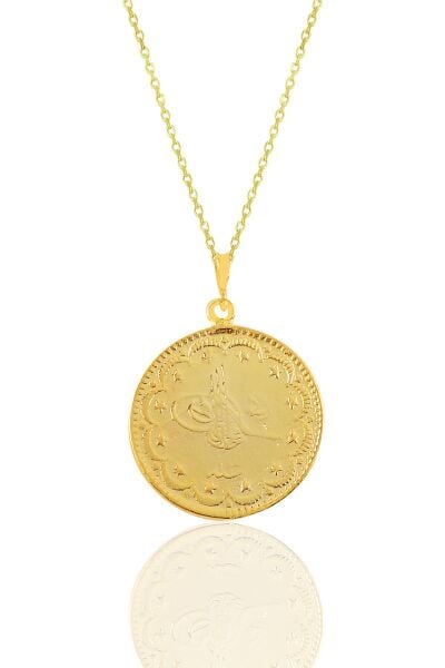 Gümüş altın yaldızlı Osmanlı tuğralı kolye  SGTL10921GOLD