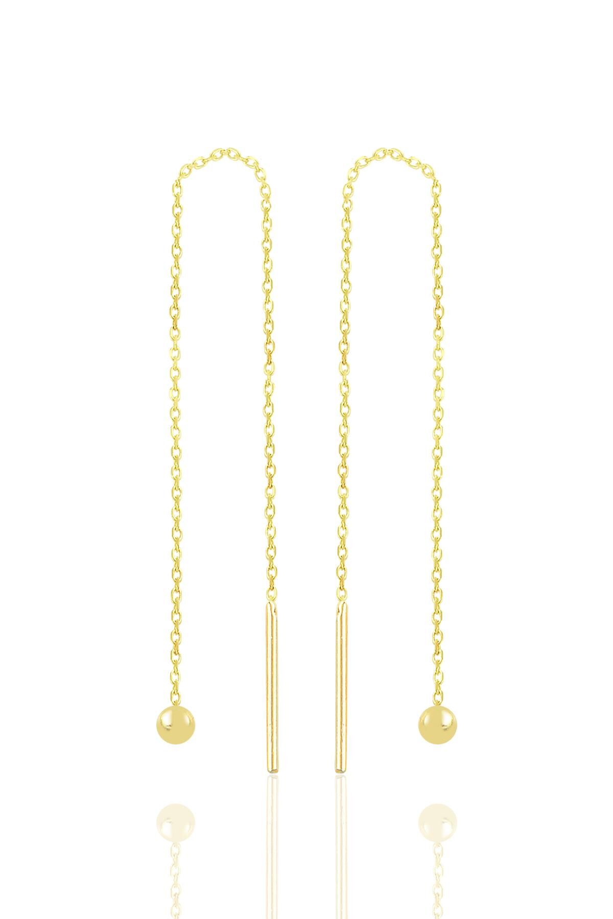 Gümüş altın yaldızlı toplu gümüş zincir küpe SGTL10685GOLD