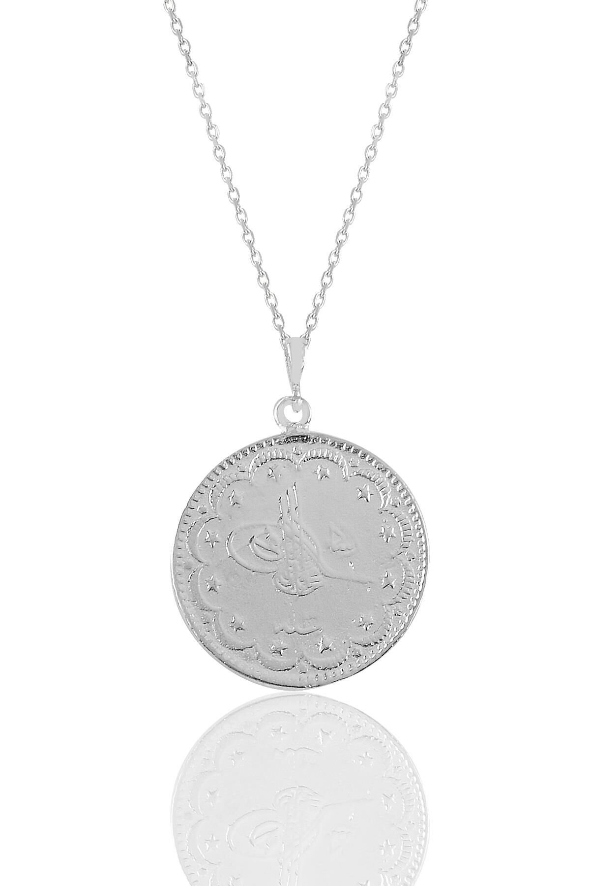 Gümüş rodyumlu  Osmanlı tuğralı kolye  SGTL10921RODAJ
