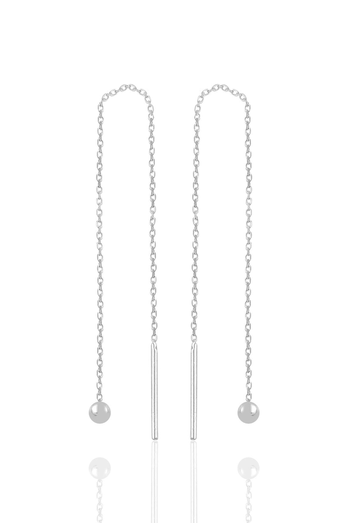 Gümüş rodyumlu  toplu gümüş zincir küpe SGTL10685RODAJ