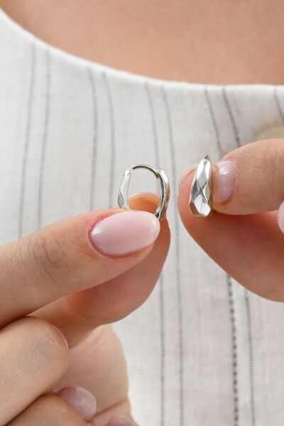 925 ayar Gümüş altın yaldızlı desenli italyan modeli U halka küpe SGTL13071RODAJ