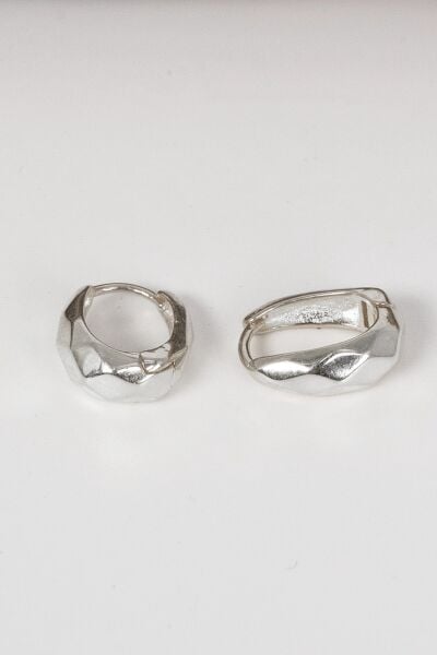 925 ayar Gümüş altın yaldızlı desenli italyan modeli U halka küpe SGTL13071RODAJ