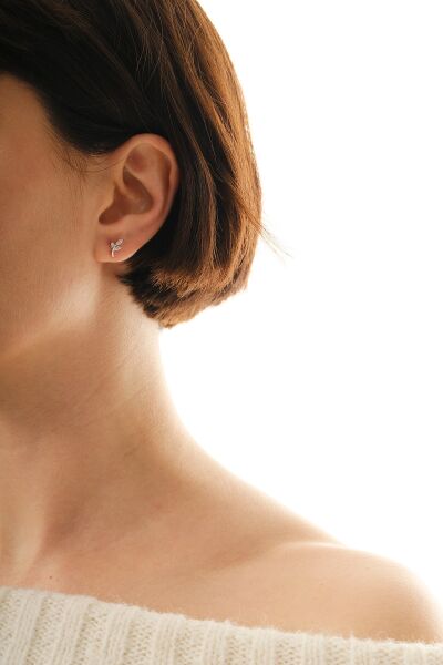 Gümüş rodyumlu zirkon taşlı yaprak küpe  SGTL12846RODAJ