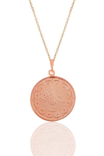 Gümüş rose Osmanlı tuğralı kolye  SGTL10921ROSE