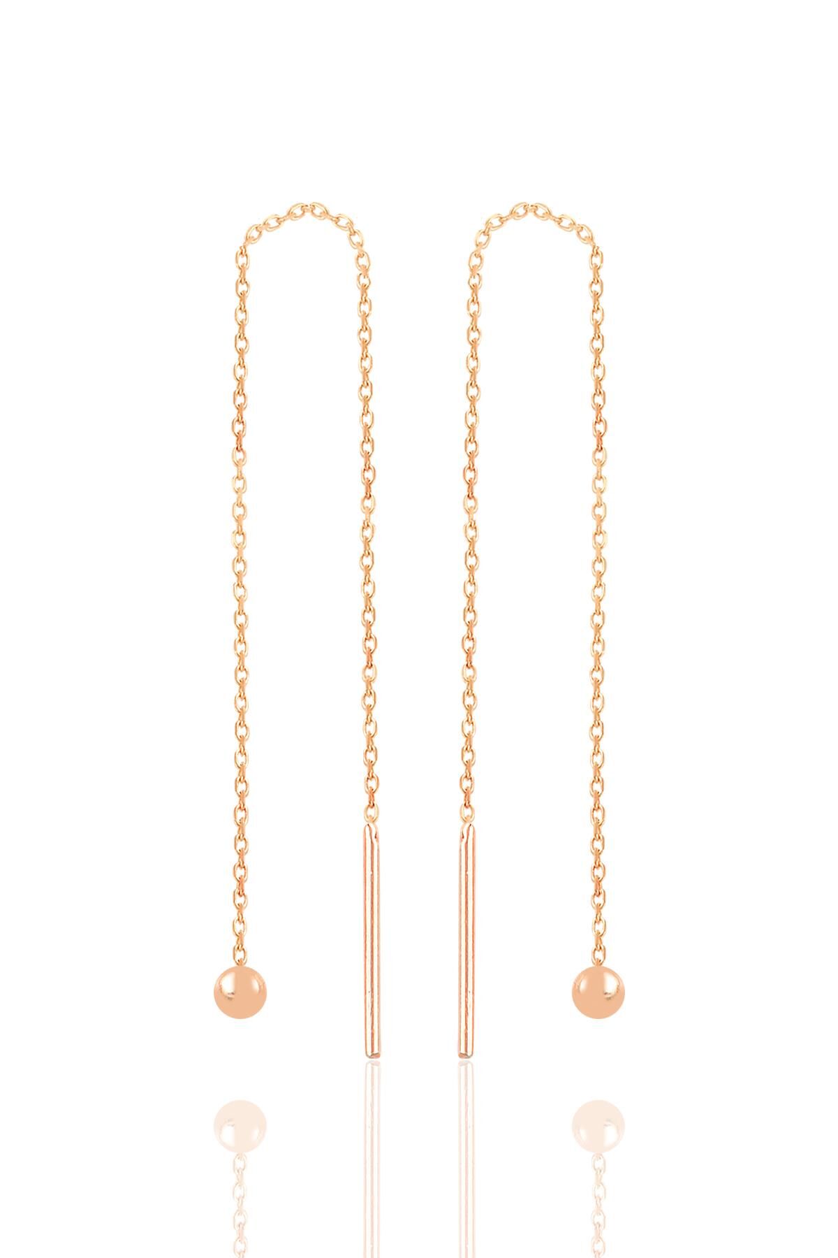 Gümüş rose toplu gümüş zincir küpe SGTL10685ROSE