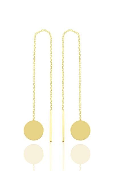 Gümüş altın yaldızlı pul gümüş zincir küpe SGTL10686GOLD