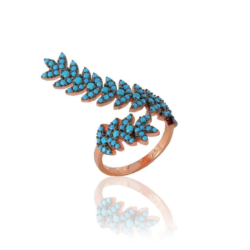 rose turkuaz taşlı ayarlamalı yüzük SGTL5339