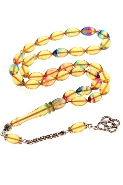 Gümüş püsküllü hareli arpa kesim ateş kehribar SGTL9689