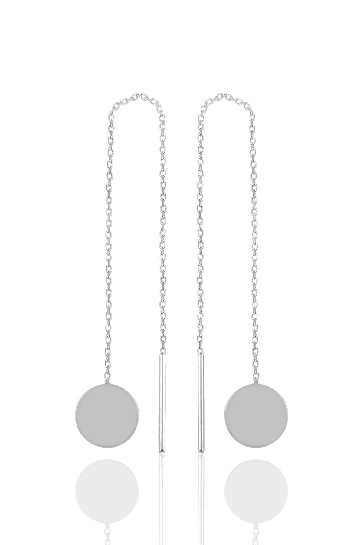 Gümüş rodyumlu  pul gümüş zincir küpe SGTL10686RODAJ