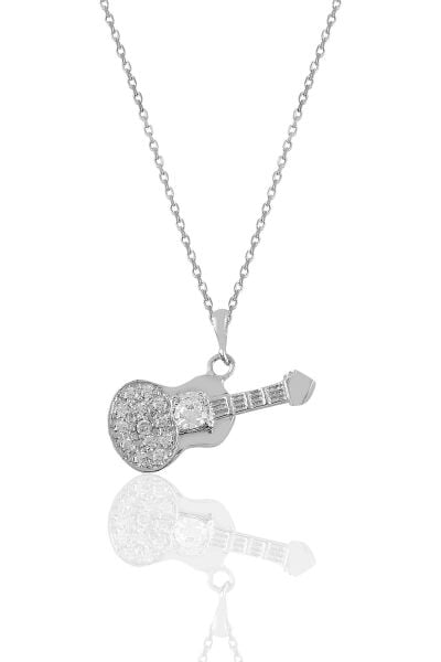 Gümüş rodyumlu zirkon taşlı gitar kolye. SGTL10923RODAJ