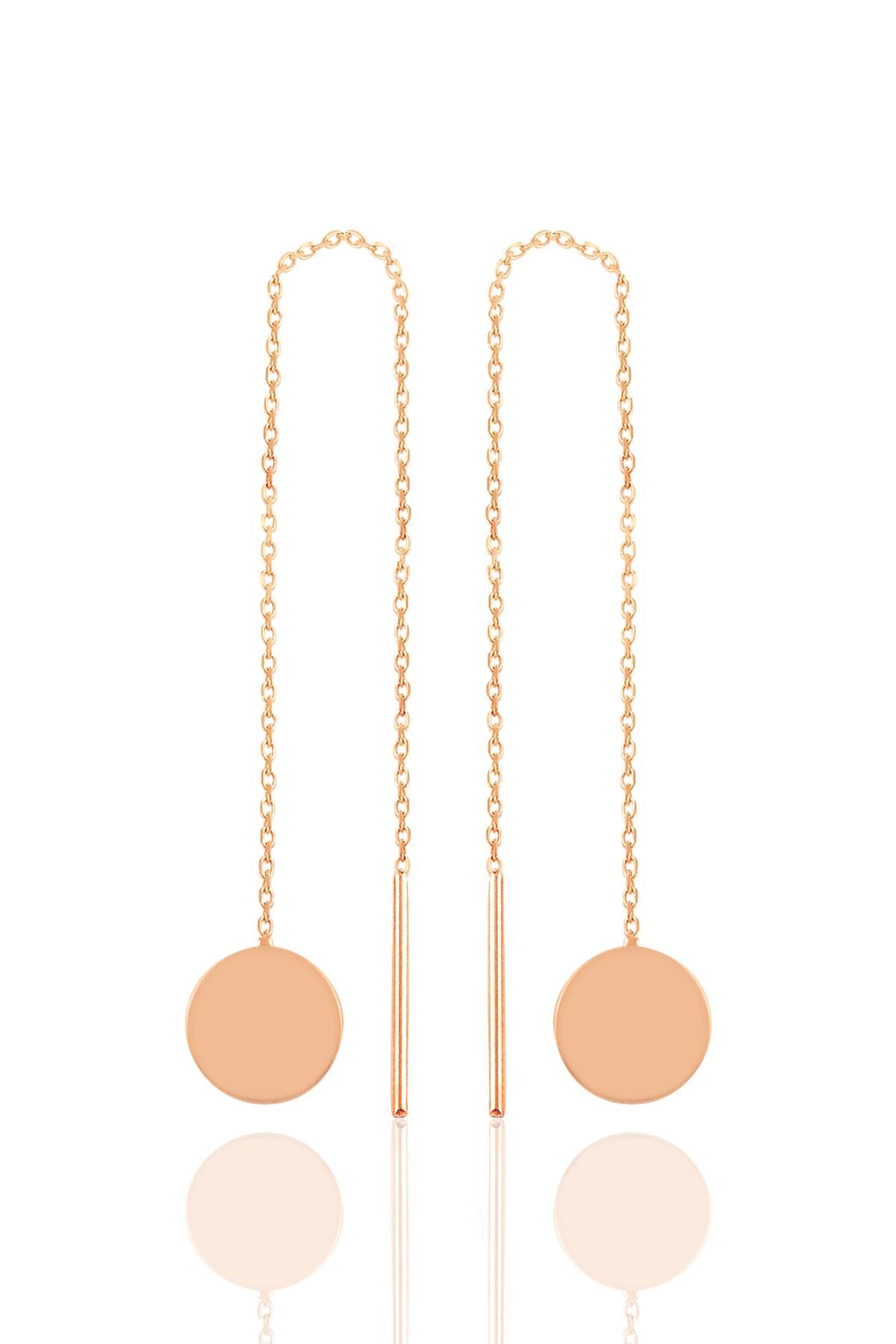 Gümüş rose pul gümüş zincir küpe SGTL10686ROSE