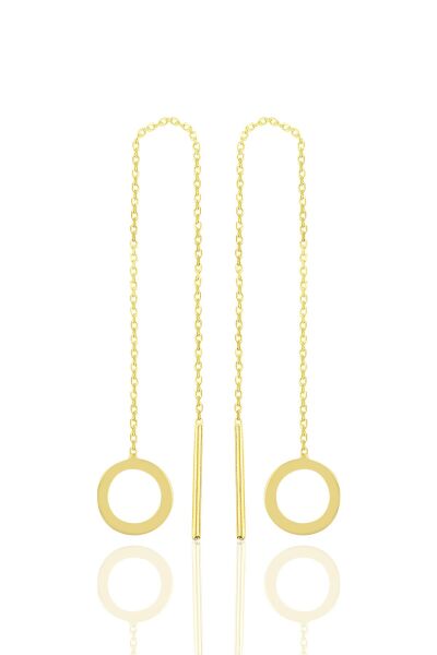 Gümüş altın yaldızlı daire modeli gümüş zincir küpe SGTL10687GOLD