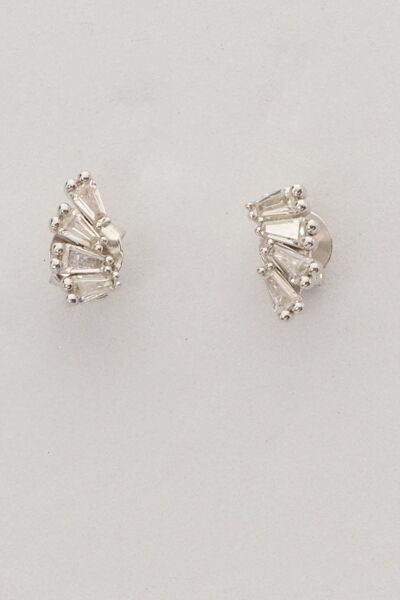 Gümüş rodyumlu dörtlü baget kesim zirkon taşlı küpe SGTL12848RODAJ