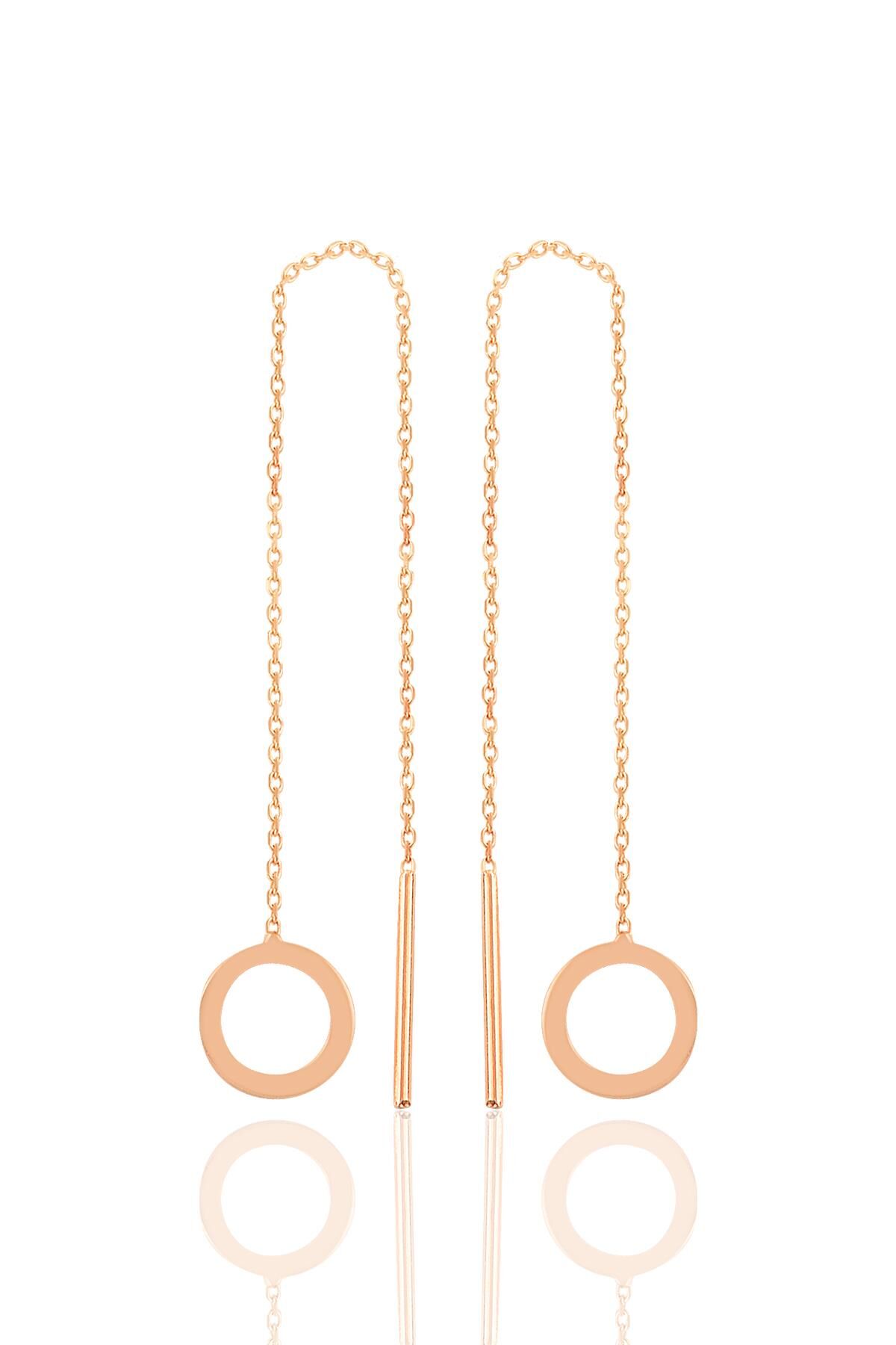 Gümüş rose  daire modeli gümüş zincir küpe SGTL10687ROSE