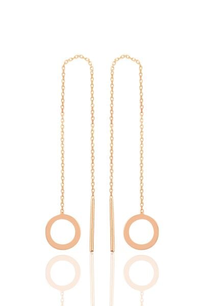 Gümüş rose  daire modeli gümüş zincir küpe SGTL10687ROSE