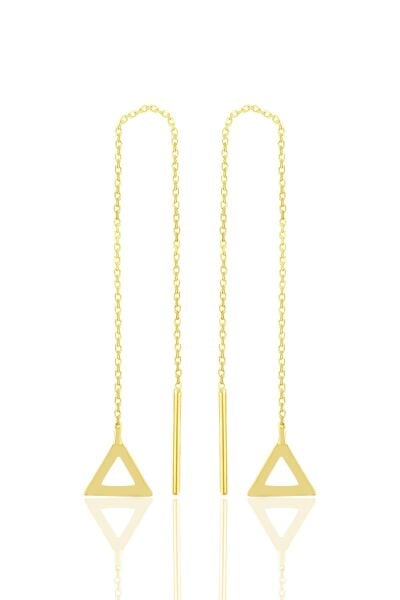 Gümüş altın yaldızlı piramit gümüş zincir küpe SGTL10688GOLD